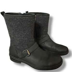 UGG Robbie Mid Calf Moto Boots Waterproof Wool Lined Size 9.5 Black